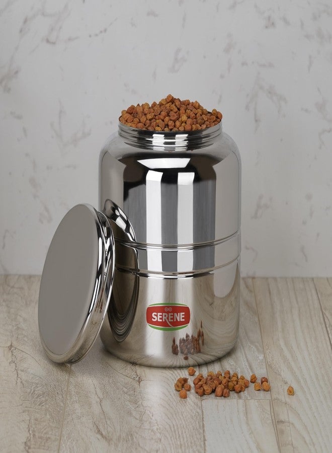 Serene Stainless Steel Multipurpose Storage Kitchen Canister | Canisters Set For Kitchen | Steel Jars For Kitchen Storage | Barni | Airtight Dabba Storage | One-Turn Lock System | 2600 ML | 2 PC - Image 5
